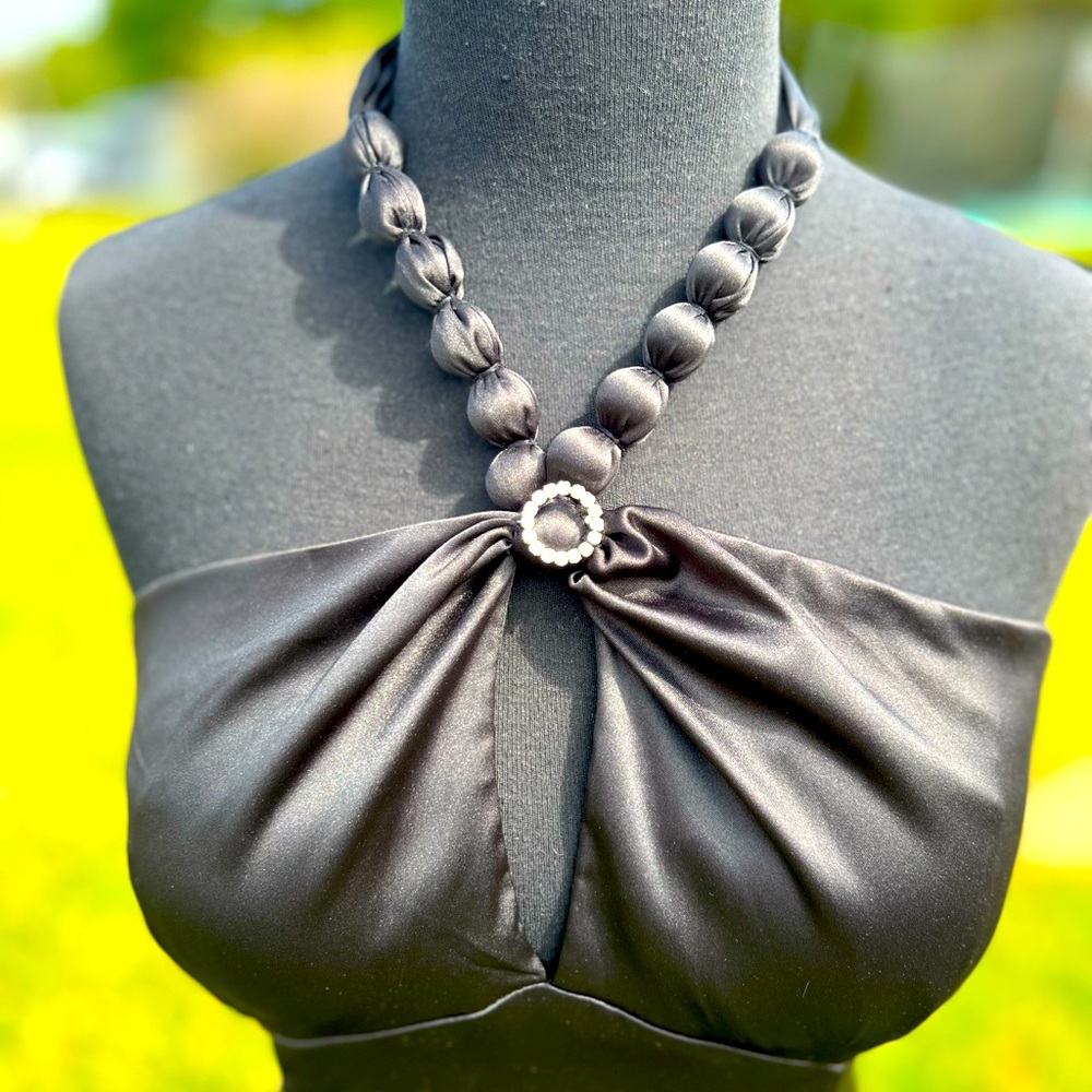 Signature by Robbie Bee Halter Dress; Dramatic Neck Strap w/Jeweled Accent-Sz 6